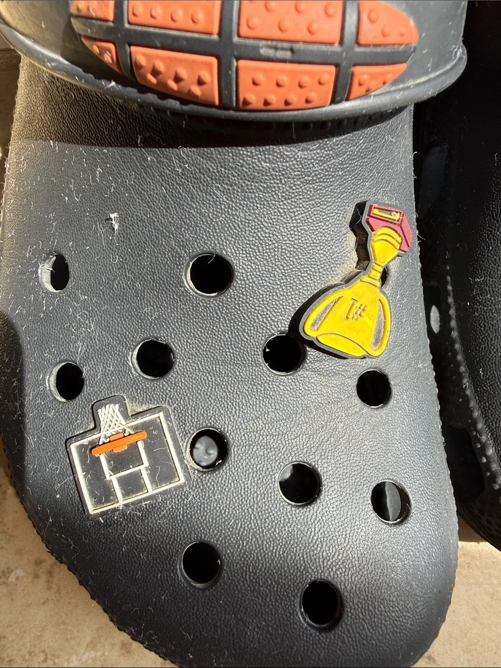 CROCS Black Kids Clogs with Basketball Charms size J6